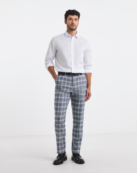 Light Grey Check Regular Fit Suit Trouser
