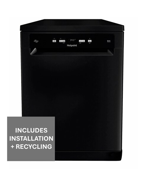 Hotpoint HFC3C26WCBUK Full Size Dishwasher 14 Place Settings Black + Install
