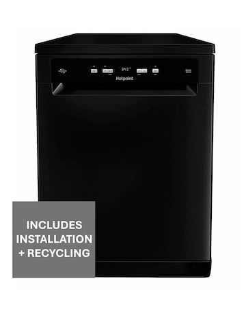 Hotpoint HFC3C26WCBUK Full Size Dishwasher 14 Place Settings Black + Install