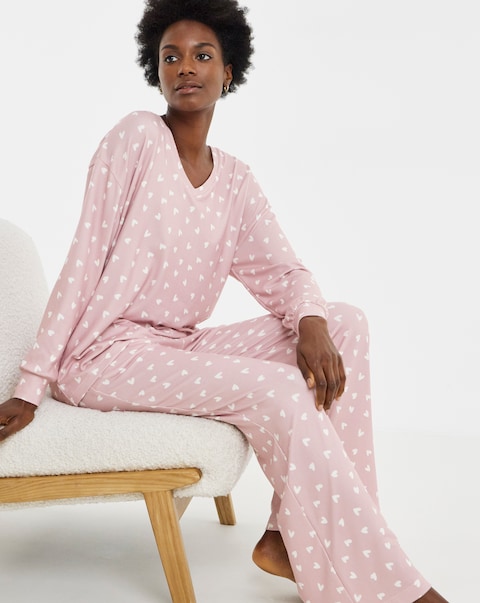 Pretty Secrets Heart Print Soft Knit Lounge Set