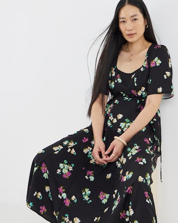 Floral Print Square Neck Midi Dress