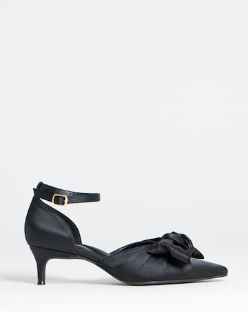 Valerie Satin Bow Pointed Kitten Heel Shoes - Extra Wide Fit (EEE)