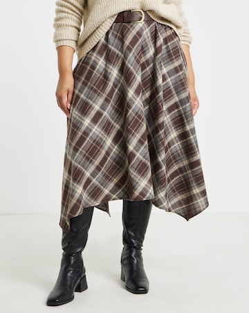 Simply Be Check Belted Asymmetric Midaxi Skirt