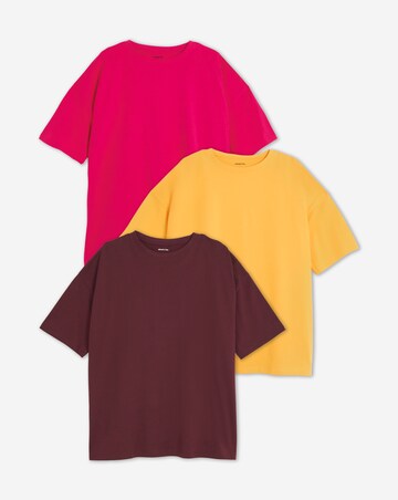 Pink, Burgundy & Yellow 3 Pack Boyfriend T-Shirts