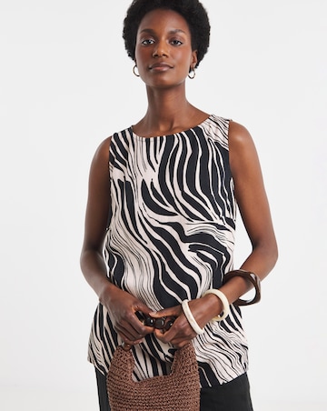 Printed Linen Mix Sleeveless Shell Top