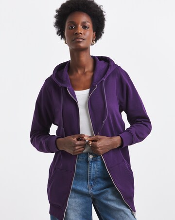 Purple Longline Zip Up Hoodie