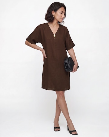 Linen Metal Trim Tunic Dress