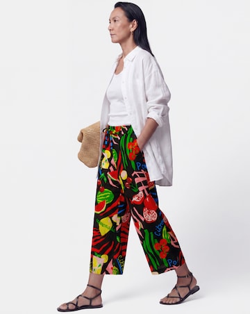 Linen Mix Wide Leg Trousers