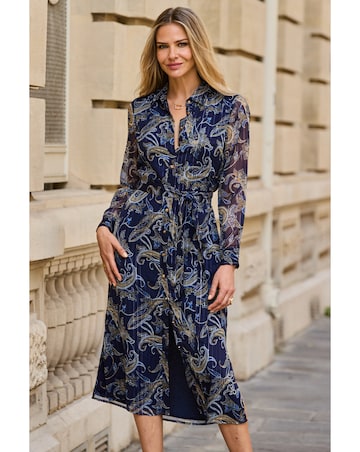 Sosandar Lurex Stripe Shirt Dress