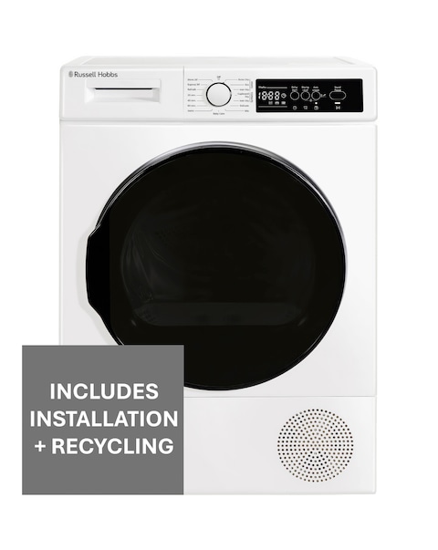 Russell Hobbs 12 Series RH9HPTD1E12W 9kg Heat Pump Tumble Dryer White + Install