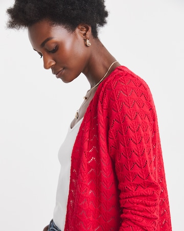 Red Crochet Button Through Cardigan