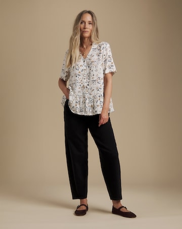Julipa Printed Button Down Peplum Blouse