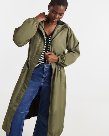 Khaki Longline Lightweight Raincoat