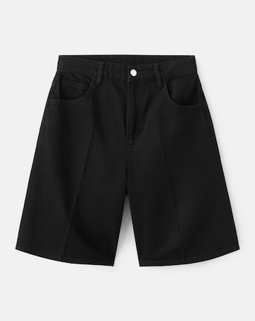 Mango High-Waist Straight-Fit Denim Shorts