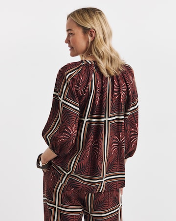 Collarless Button Through Blouse