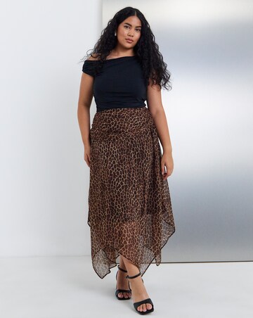 Simply Be Dropped Hem Chiffon Midaxi Skirt