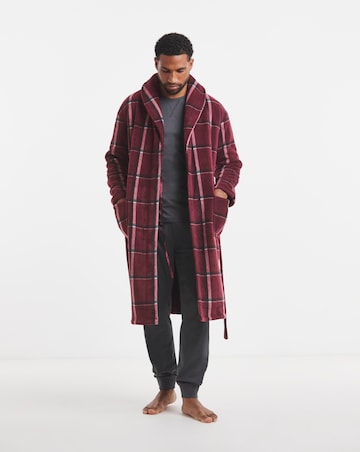 Check Borg Lined Fleece Dressing Gown