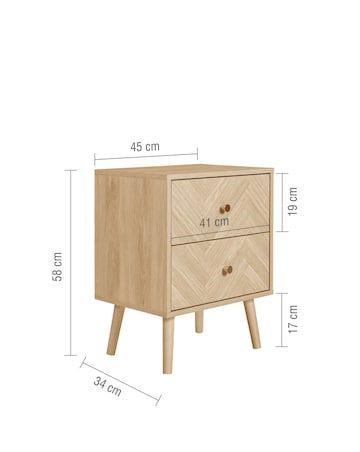 Herringford 2 Drawer Bedside Table