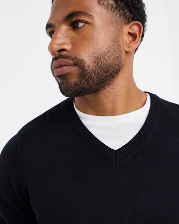 Cotton Knitted V Neck Jumper Long