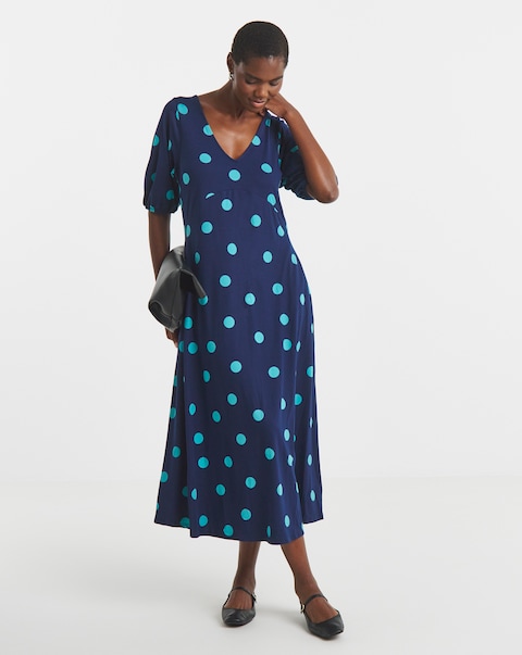 Spot Print Jersey Smock Dress