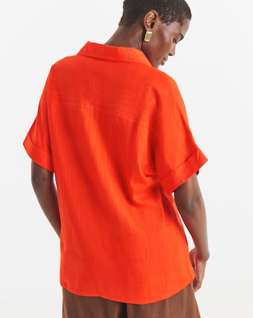 Collar Detail Short Sleeve Linen Mix Tunic