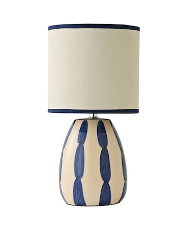 ValueLights Brynn Navy Painted Stripe Table Lamp