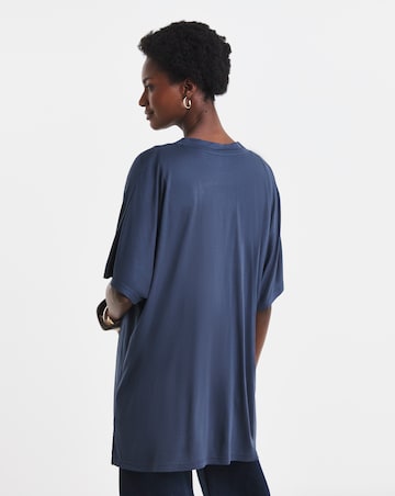 Navy Kimono Sleeved Edge To Edge Cardigan
