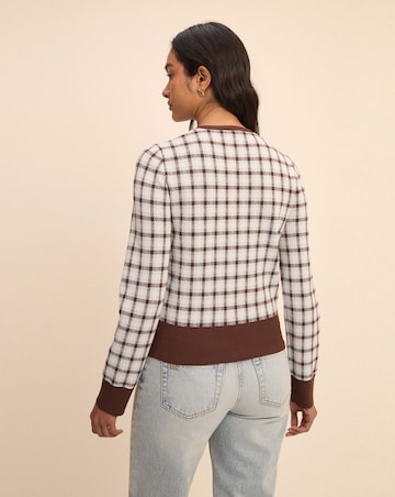 NOBODYS CHILD V-NECK CHECK JACQUARD CARDI
