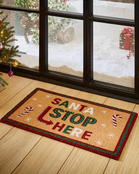 Santa Stop Here Coir Doormat