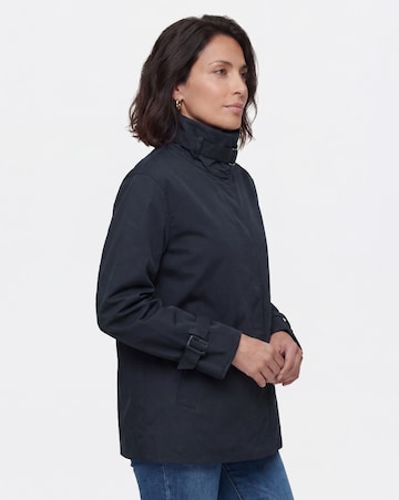 Navy Funnel Neck Trench Coat