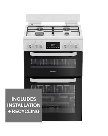 Hotpoint HTG6GDCW 60cm Gas Twin Cooker with Glass Lid - White Installation