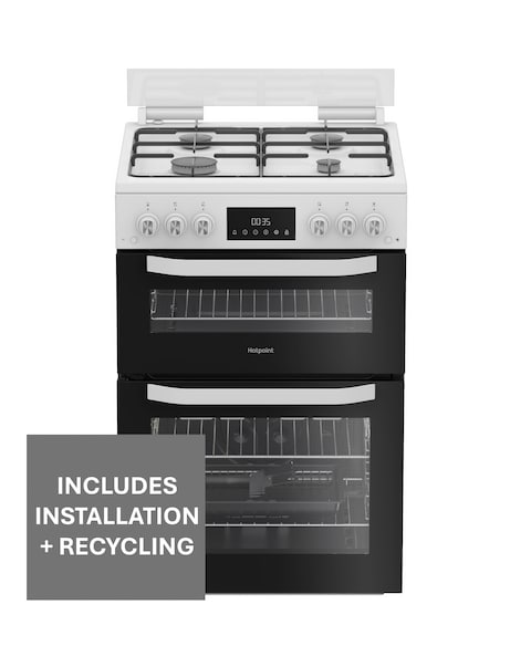 Hotpoint HTG6GDCW 60cm Gas Twin Cooker with Glass Lid - White Installation