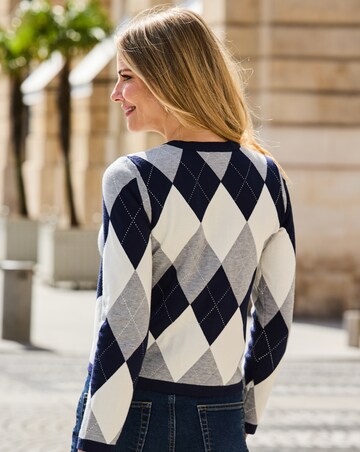 Sosandar Argyle Cardigan