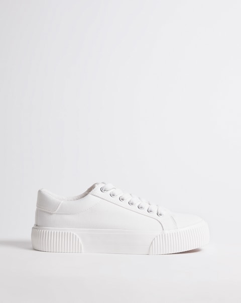 Sicilly Canvas Trainers Chunky Ribbed Sole - Wide Fit (E)