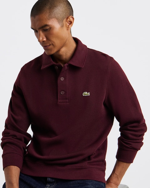 Lacoste Polo Collar Sweat  - Burgundy