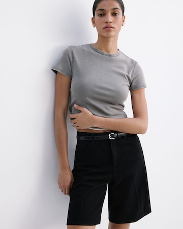 Mango High-Waist Straight-Fit Denim Shorts