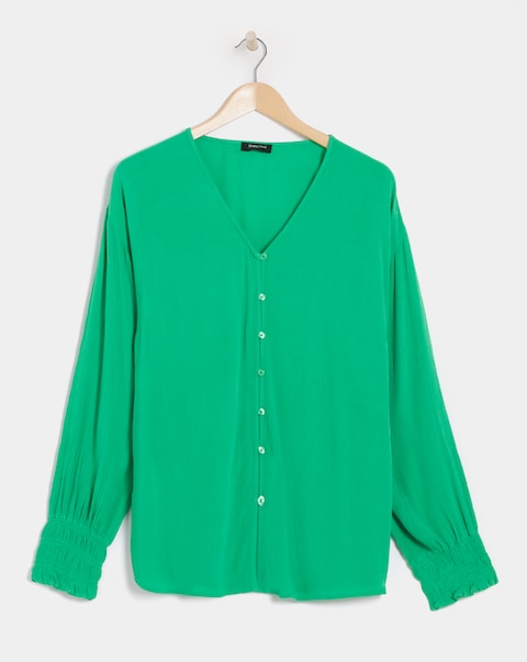 Dropped Shoulder Crinkle Blouse