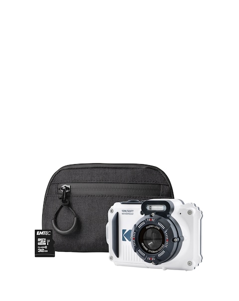 Kodak PIXPRO WPZ2 16MP 4x Zoom Tough Camera - White + 32GB Micro SD + Case