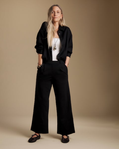 Slimma Black Comfort Fit Wide Leg Trouser Regular