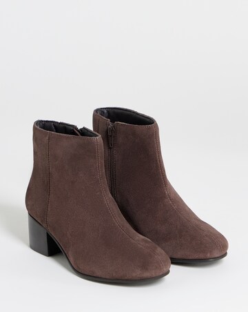 Chiba Suede Low Block Heel Ankle Boot Wide E Fit