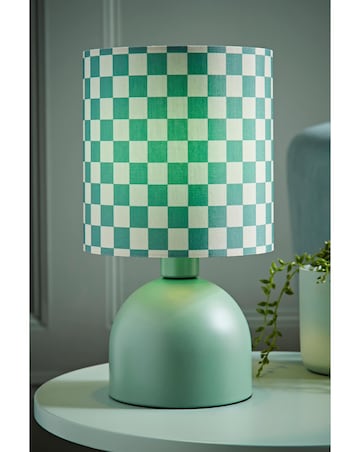 ValueLights Miley Green Checkerboard Table Lamp