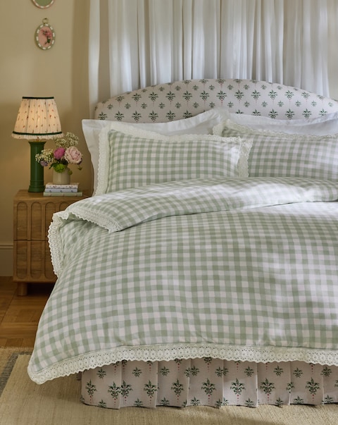 Cath Kidston Painted Gingham Lace Duvet Cover Set