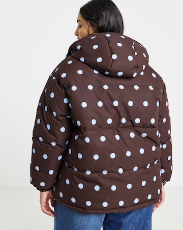 Mid Length Spot Printed Padded Coat