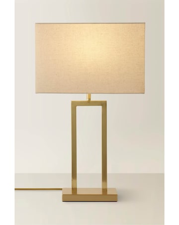 ValueLights Gloria Gold Double Stem Table Lamp with Rectangular Shade