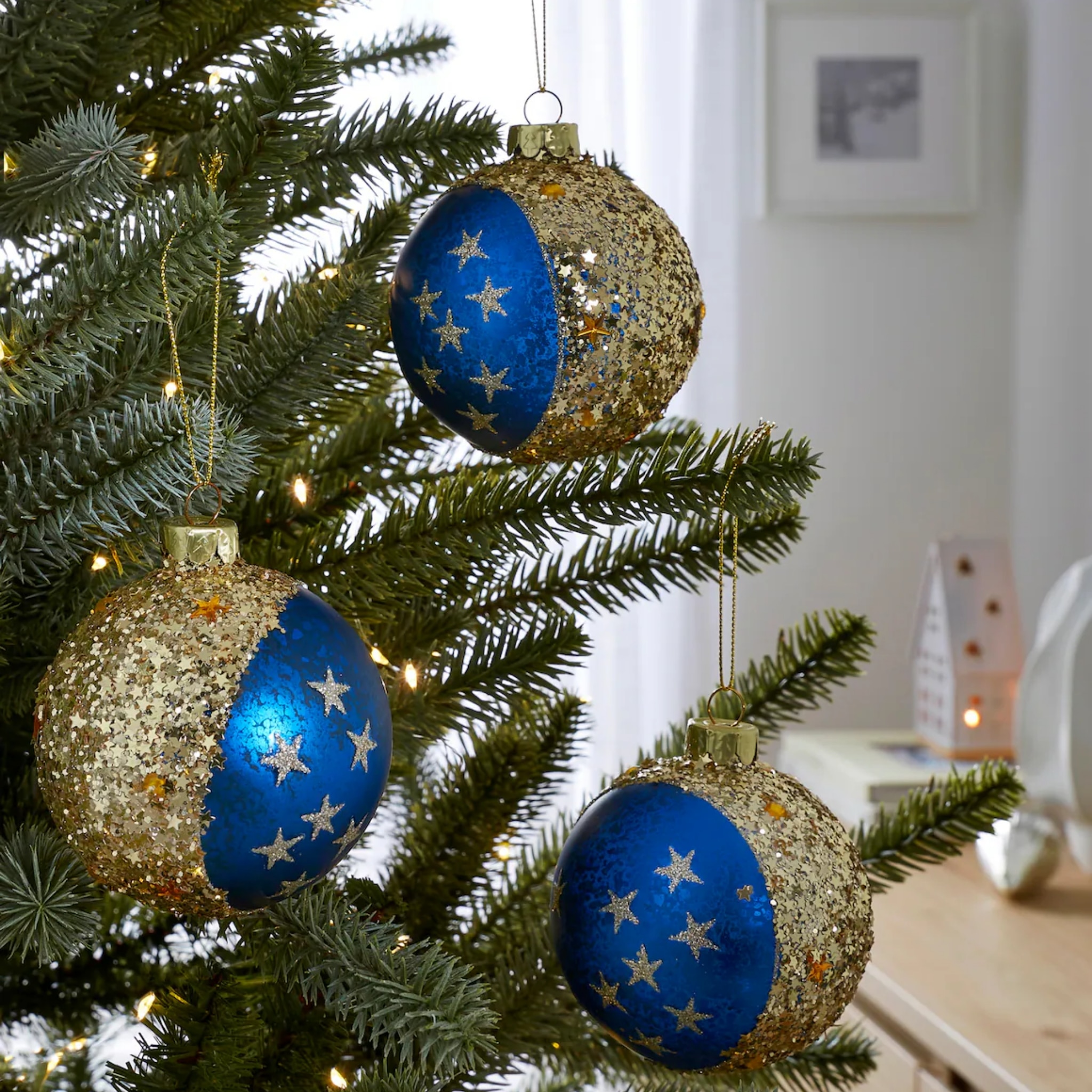 Christmas baubles on a tree