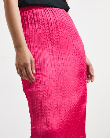 Bright Pink Crinkle Satin Skirt