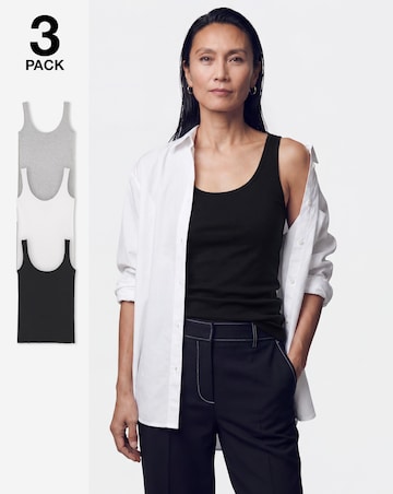 Pure Cotton Black White & Grey 3 Pack Vests