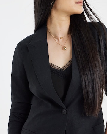Black Linen Mix Blazer
