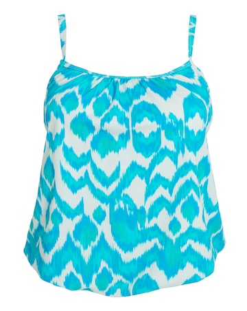 JD Williams Ikat Print Blouson Tankini Top