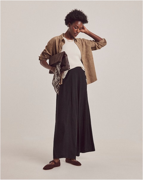Anthology Black Linen Seam Detail Maxi Skirt